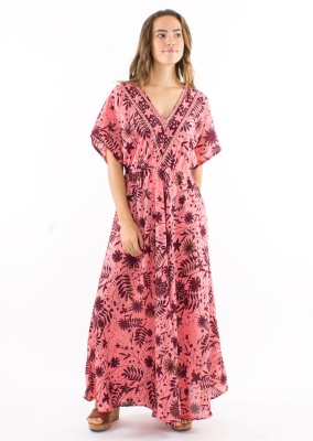 Rochie lungă somon Print Aster Dore - Img 2