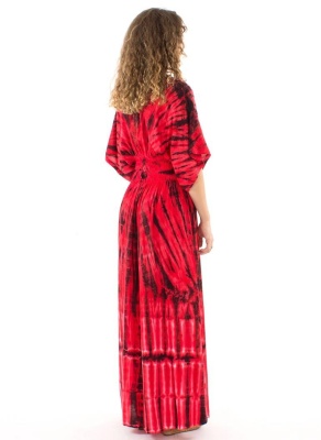Rochie Maxi rosie Tie Dye maneci liliac - Img 3
