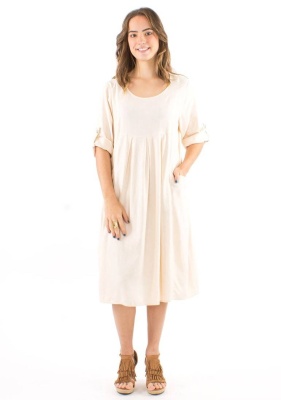 Rochie Midi bej croi lejer - Img 2