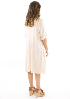 Rochie Midi bej croi lejer - Img 3