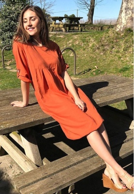 Rochie midi larga nuanta caramiziu - Img 1