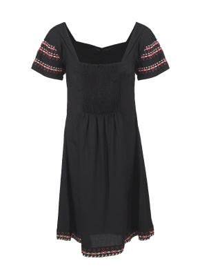Rochie neagră cu mânecuțe și broderii - Img 2