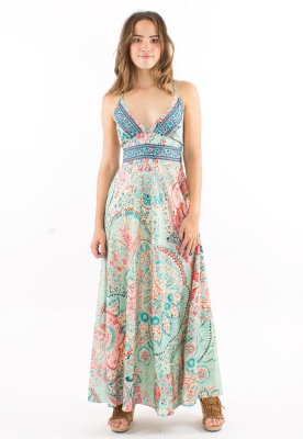 Rochie Pastel Mentă Print Zaari - Img 1