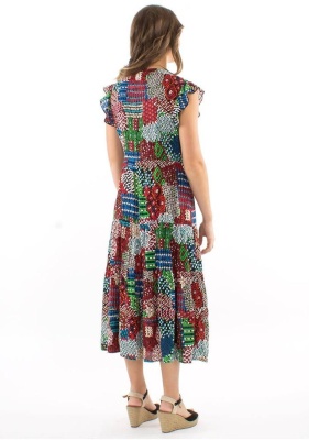 Rochie print etnic cu manecute - Img 2