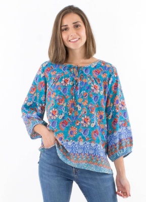 Bluza boema cu flori colorate - Img 1
