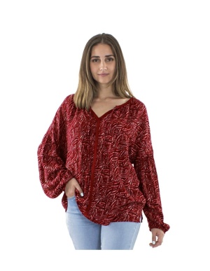 Bluza bordeaux larga stil Retro - Img 2
