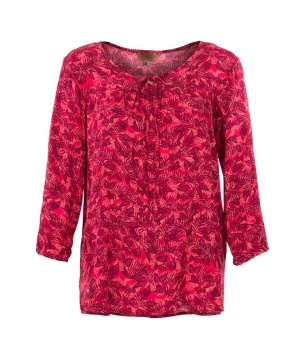 Bluza fuchsia cu print tropical - Img 1