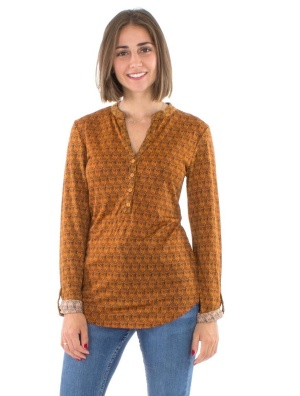 Bluza mustar cu print bambus - Img 3