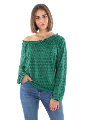 Bluza verde tricot print bambus - Img 2