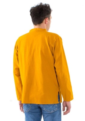 Camasa mustar unisex bumbac guler tunica - Img 3
