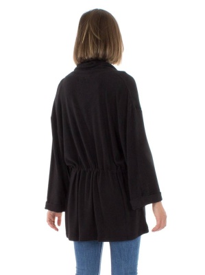 Cardigan tricot negru cu guler - Img 3