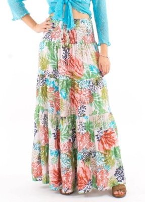 Fusta lunga Etnic Chic cu print oceanic - Img 1
