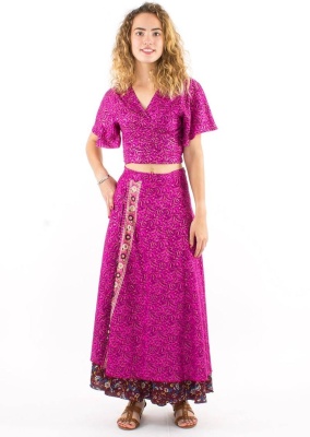 Fusta lunga sari cu print boho - Img 4
