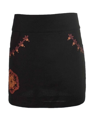 Fusta neagra cu broderie hippie-chic - Img 1
