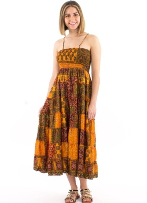 Fusta orange 2 in 1 cu print patchwork - Img 3