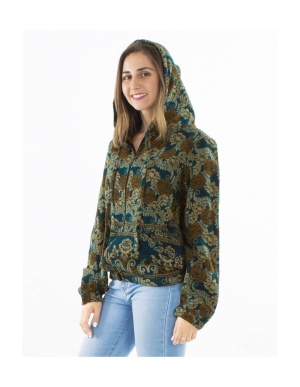 Geaca petrol Jacquart Print Boem - Img 2