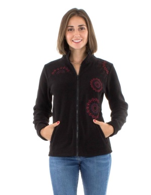 Hanorac negru polar stil jacheta - Img 2