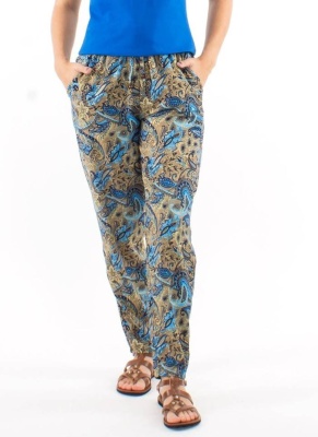 Pantaloni floral blue talie elastica - Img 3