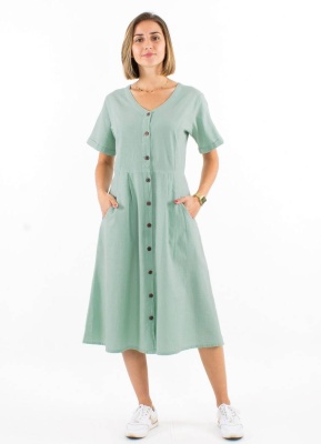 Rochie bumbac boho-chic cu nasturi - Img 1