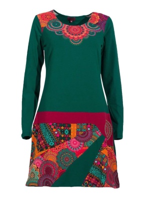 Rochie bumbac cu benzi contrastante - Img 1