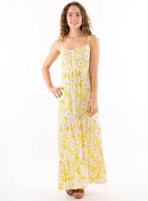 Rochie galbena cu print anemone - Img 3