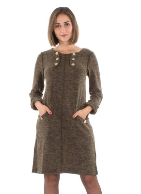 Rochie kaki tricot cu nasturi deco - Img 3