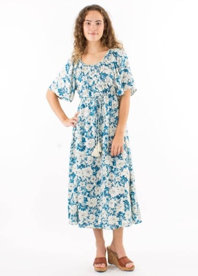 Rochie midi albastra print anemone - Img 3