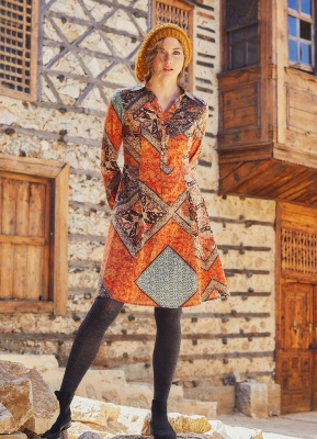 Rochie Midi evazată print etnic - Img 6
