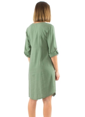Rochie stil tunica verde salvie - Img 2