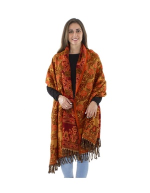 Șal bordeaux Boho floral - Img 2