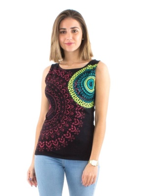 Tricou negru bumbac cu mandale - Img 3