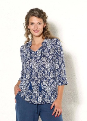 Bluza boema cu flori albe - Img 1