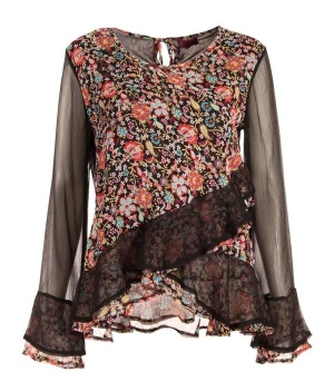 Bluza cu volane si maneci transparente - Img 2