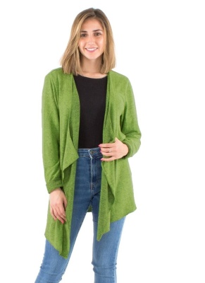 Cardigan asimetric tricot verde - Img 1