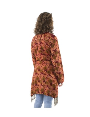 Cardigan bordeaux asimetric stil jacheta - Img 2