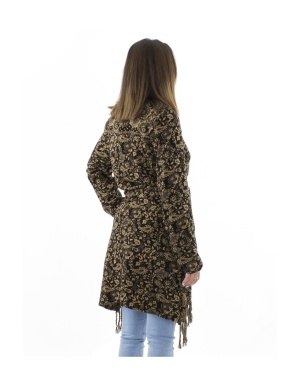 Cardigan negru asimetric print Cashmere - Img 3