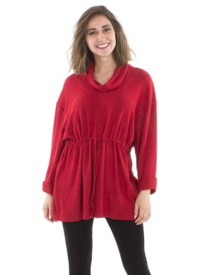 Cardigan tricot rosu cu guler - Img 1