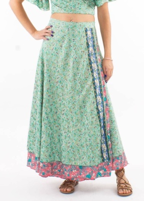 Fusta Maxi Sari Wrap nuanta menta - Img 1