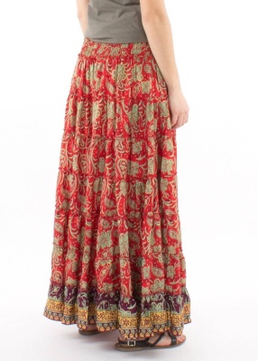 Fusta/Rochie rosie print hibiscus - Img 3