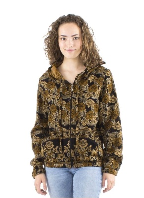 Geaca neagra Jacquart cu Print Boem - Img 1