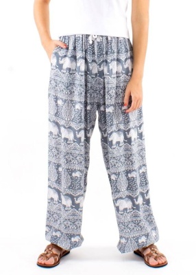 Pantaloni Aladdin gri print Bali - Img 1