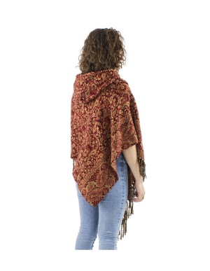 Poncho bordeaux Print Cashmere - Img 2