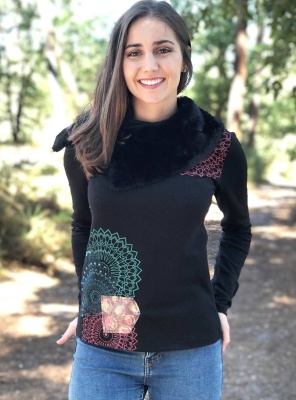 Pulover tricot cu guler din blanita eco - Img 2