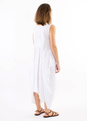 Rochie alba bumbac croi asimetric - Img 3