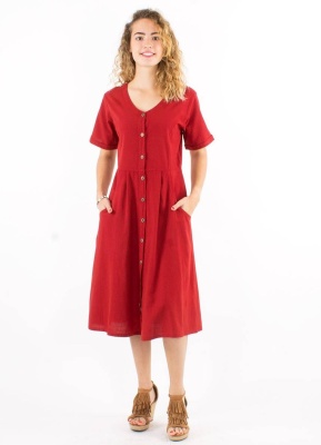 Rochie bbc rosu ruginu cu nasturi - Img 3