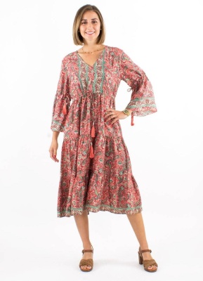 Rochie corail imprimeu cashmire - Img 1