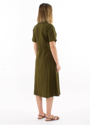 Rochie kaki bumbac cu nasturi - Img 2