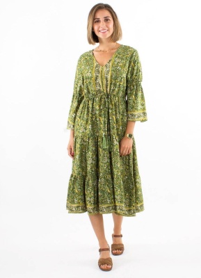 Rochie kaki imprimeu cashmire - Img 3