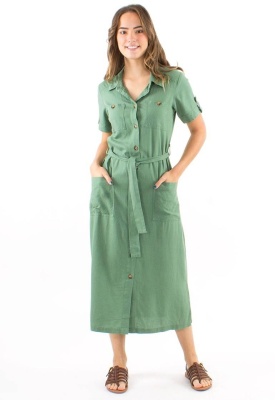 Rochie kaki stil camasa - Img 1