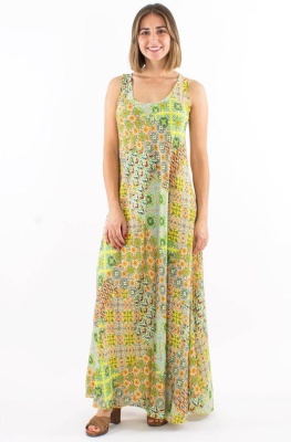 Rochie lunga anis print mozaic - Img 2